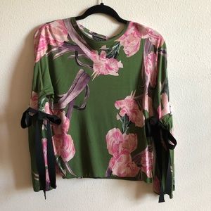 Flowered Top Shop Long Sleeve Blouse